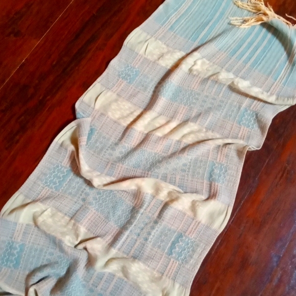 Vintage Parisian Chic Honeydew & Turquoise Scarf - Picture 4 of 6